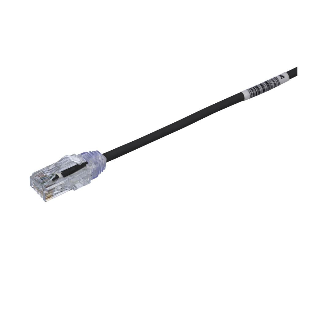 Cable de Parcheo TX6, UTP Cat6, Diámetro Reducido (28AWG), Color Negro, 0.5 m