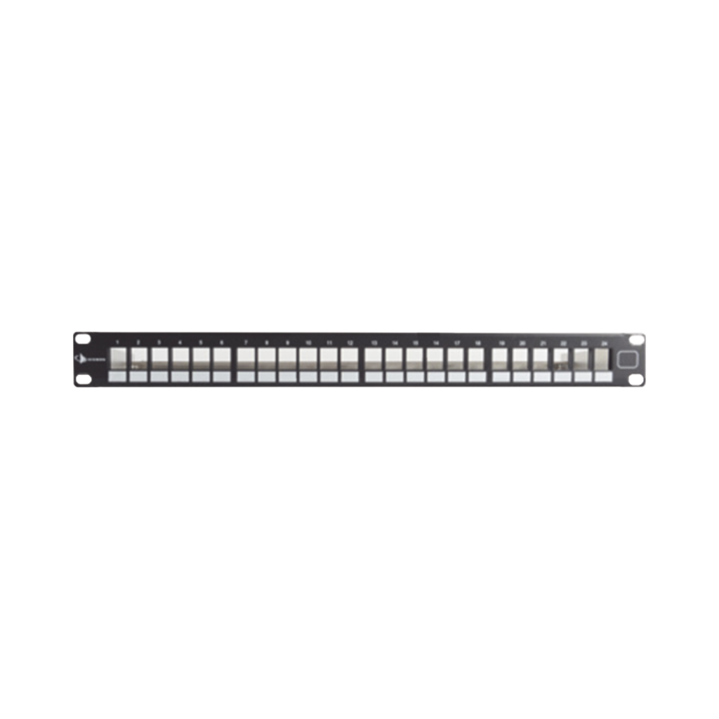 Patch Panel UTP Keystone de 24 puertos Modular (vacío) , Plano, 1UR, compatible con Jacks Keystone UTP Z-MAX® y MAX®