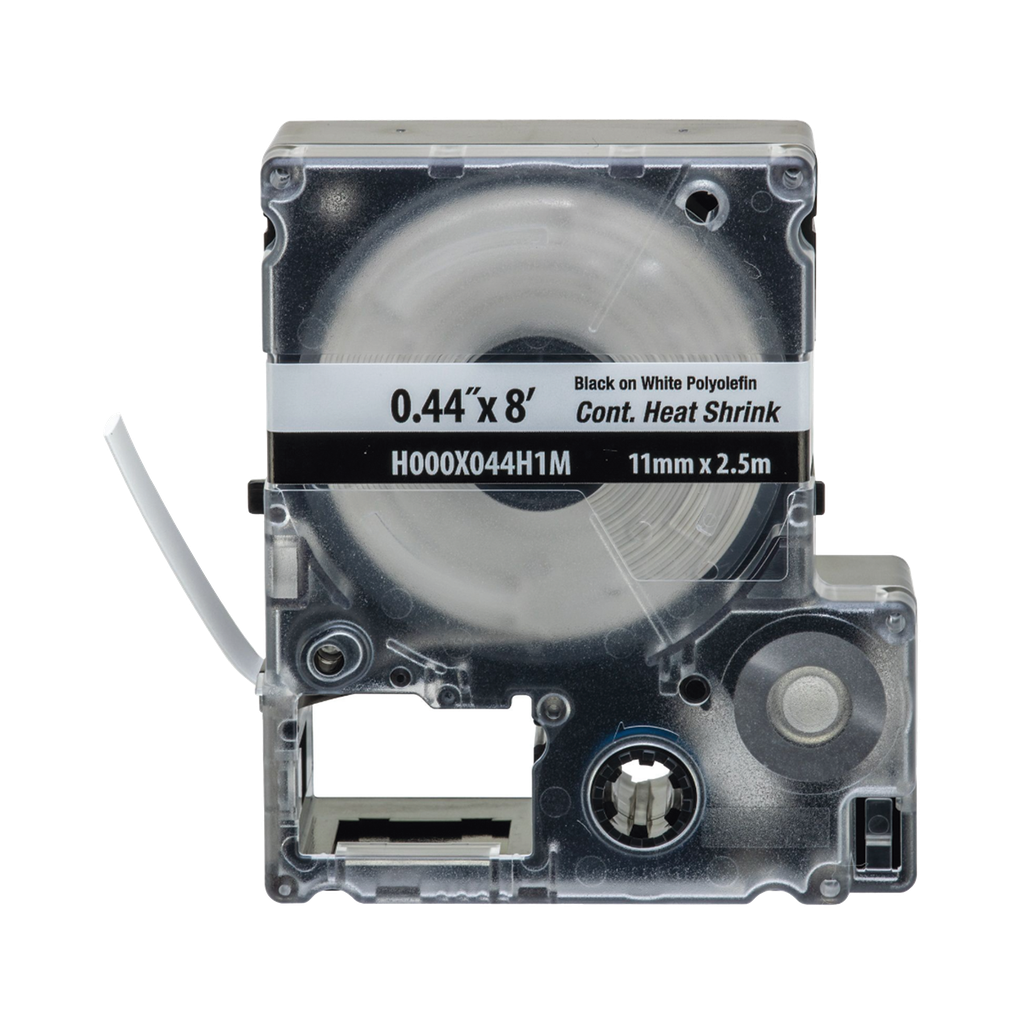 [H000X044H1M] Casete de Etiquetas de Poliolefina de Cinta Continua, Tubo Termocontráctil, 11.2 mm (0.44 in) de Ancho y 2.4 m de largo, Para Cables de 2 a 6.4 mm (16-10 AWG) de Diámetro, Color Blanco