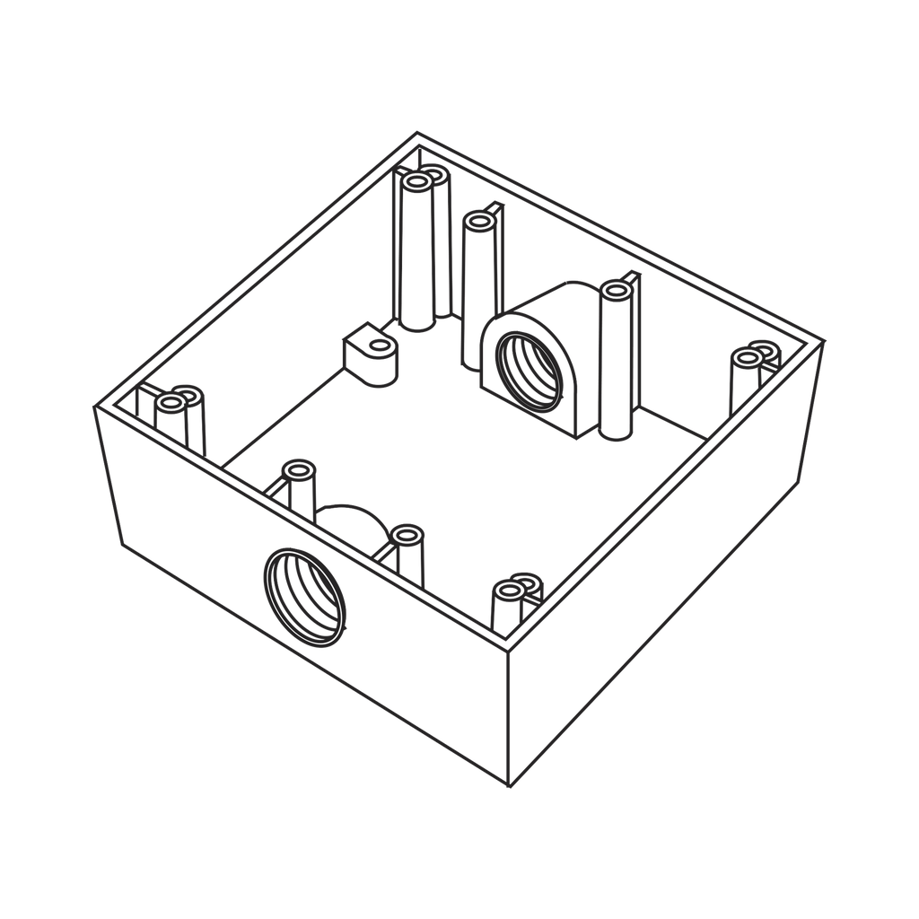 Caja Cuadra de 3/4 a Prueba de  Intemperie/ Cuenta con 2 salidas.