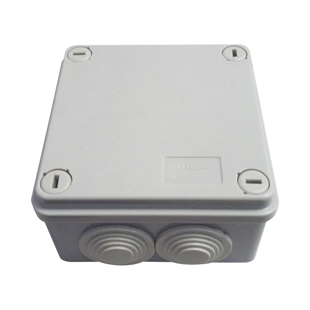[TH-CJE] Caja tipo estanca IP55, con 6 entradas, tapa y tornillo de vuelta de 1/4, 100 X 100 X 50 mm, color gris