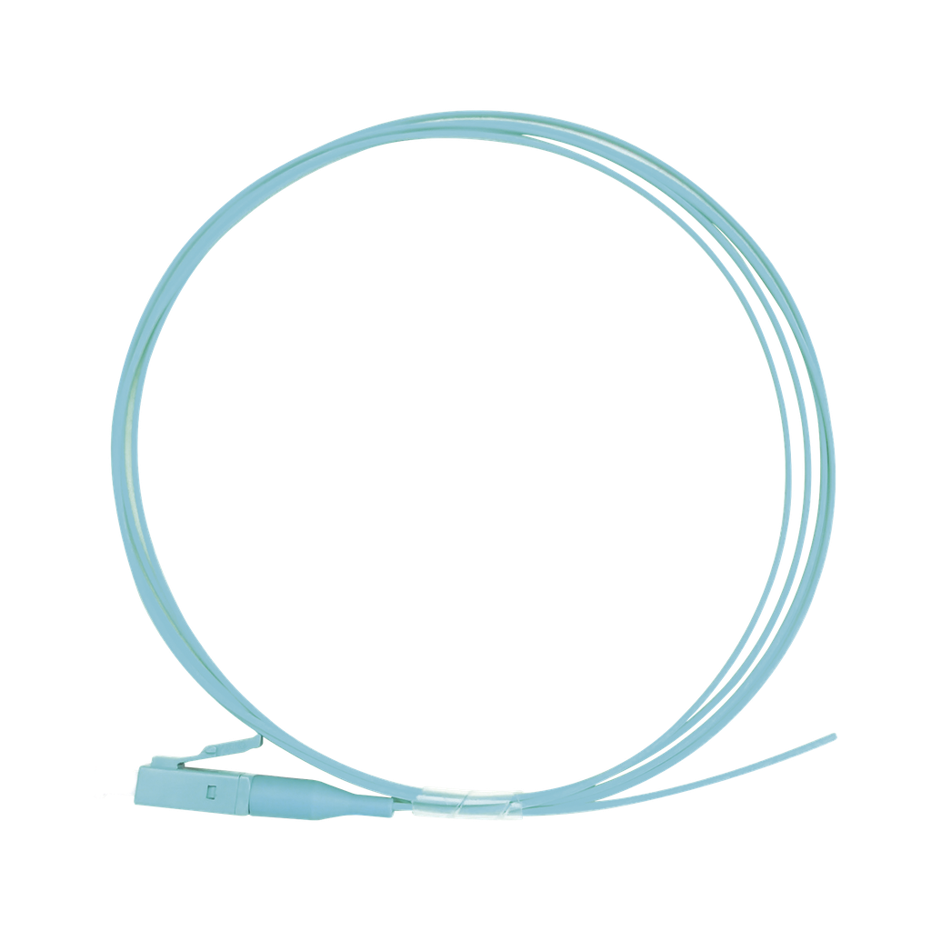 Pigtail de Fibra Óptica Simplex LC, PVC, OM3 50/125, Aqua, 1 metro