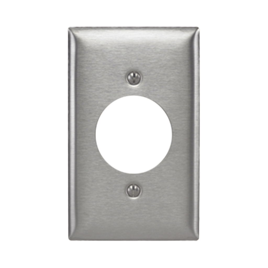 Placa para Receptaculo Sencillo 20 y 30 A de Media Vuelta/ 1.6 (40 mm) / Acero Inoxidable.