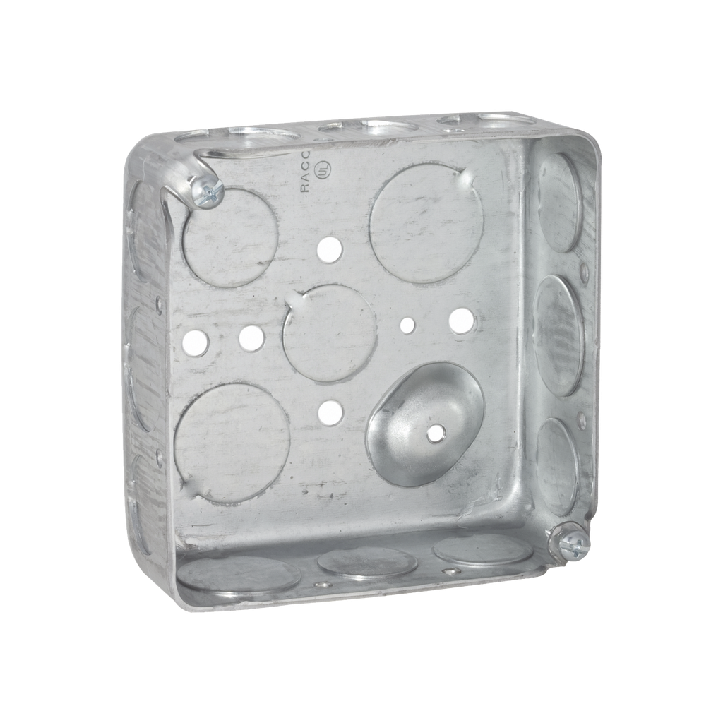 Caja Cuadrada 4 x 4/ Profundidad 1- 1/2/ Cuenta con 11 Entradas de 1/2 y 6 de 3/4..