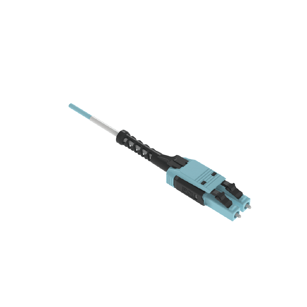 Jumper de Fibra Óptica Multimodo 50/125 OM4, LC-LC Uniboot Duplex, OFNP (Plenum), Color Aqua, 25 Metros