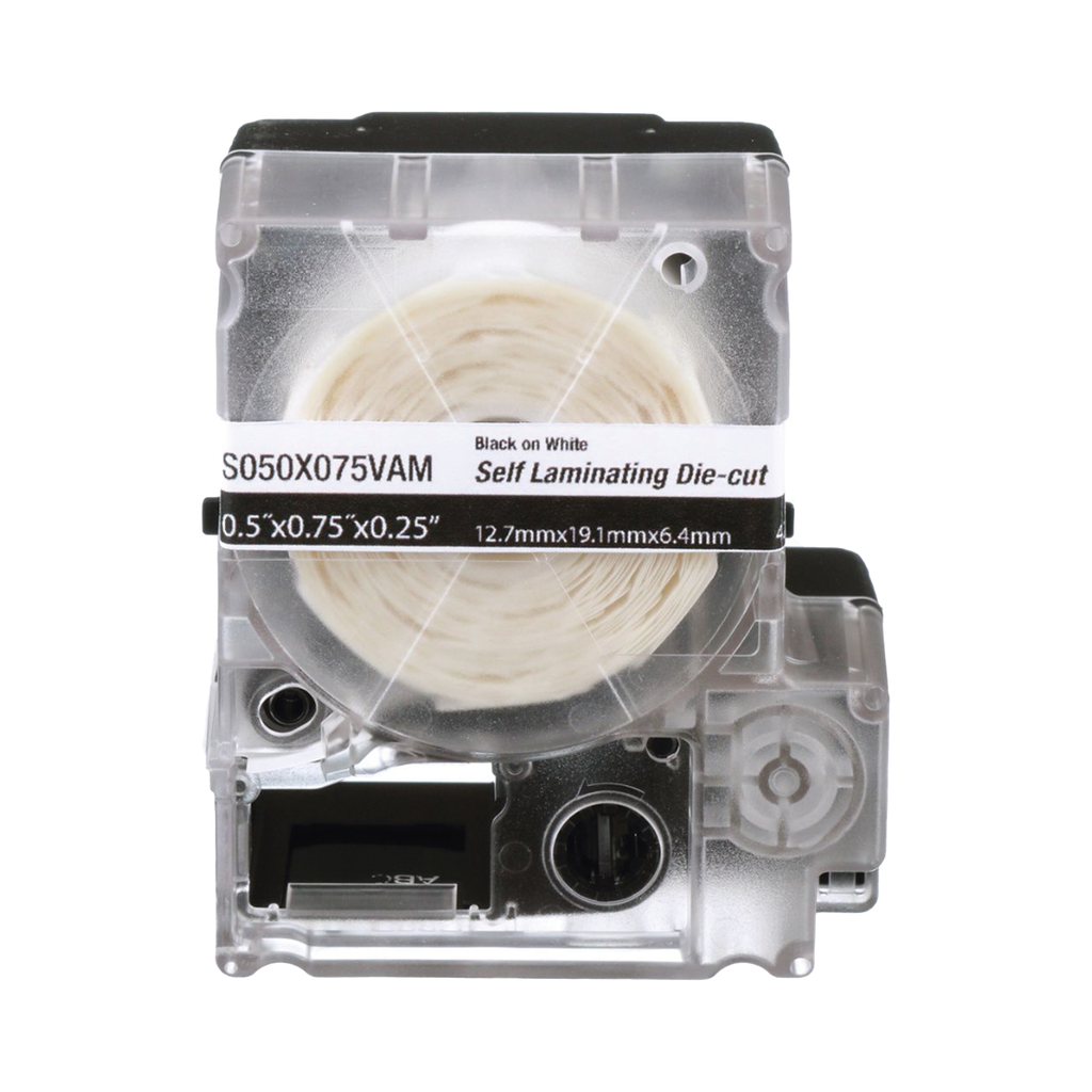 [S050X075VAM] Casete de 425 Etiquetas Autolaminadas de 12.7 x 19.1 mm, para Cables de 2 a 4 mm de Diámetro, Área de Impresión Color Blanco
