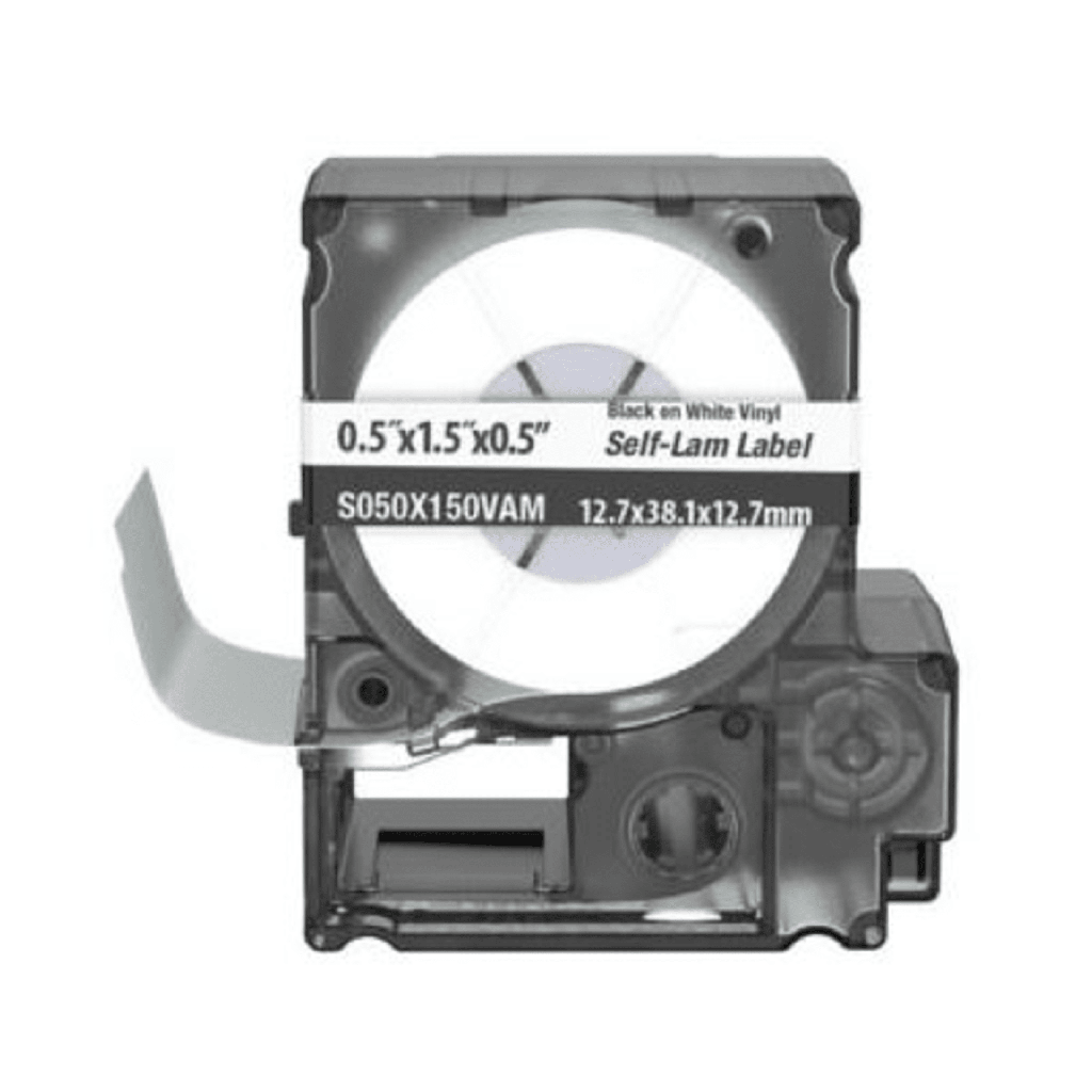 [S050X150VAM] Casete de 175 Etiquetas Autolaminadas de 12.7 x 38.1 mm, para Cables de 4 a 8.1 mm de Diámetro, Área de Impresión Color Blanco
