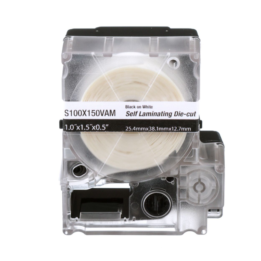 [S100X150VAM] Casete de 175 Etiquetas Autolaminadas de 25.4 x 38.1 mm, para Cables de 4 a 8.1 mm de Diámetro, Área de Impresión Color Blanco
