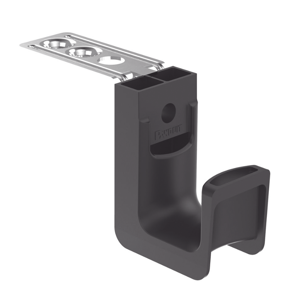 [JP75CMB-L20] Sujetador STRONGHOLD tipo J (J-Hook), Con Soporte para Montaje en Techo, Para 8 Cables Cat6, Nylon 6.6, Color Negro, Paquete de 50 Piezas