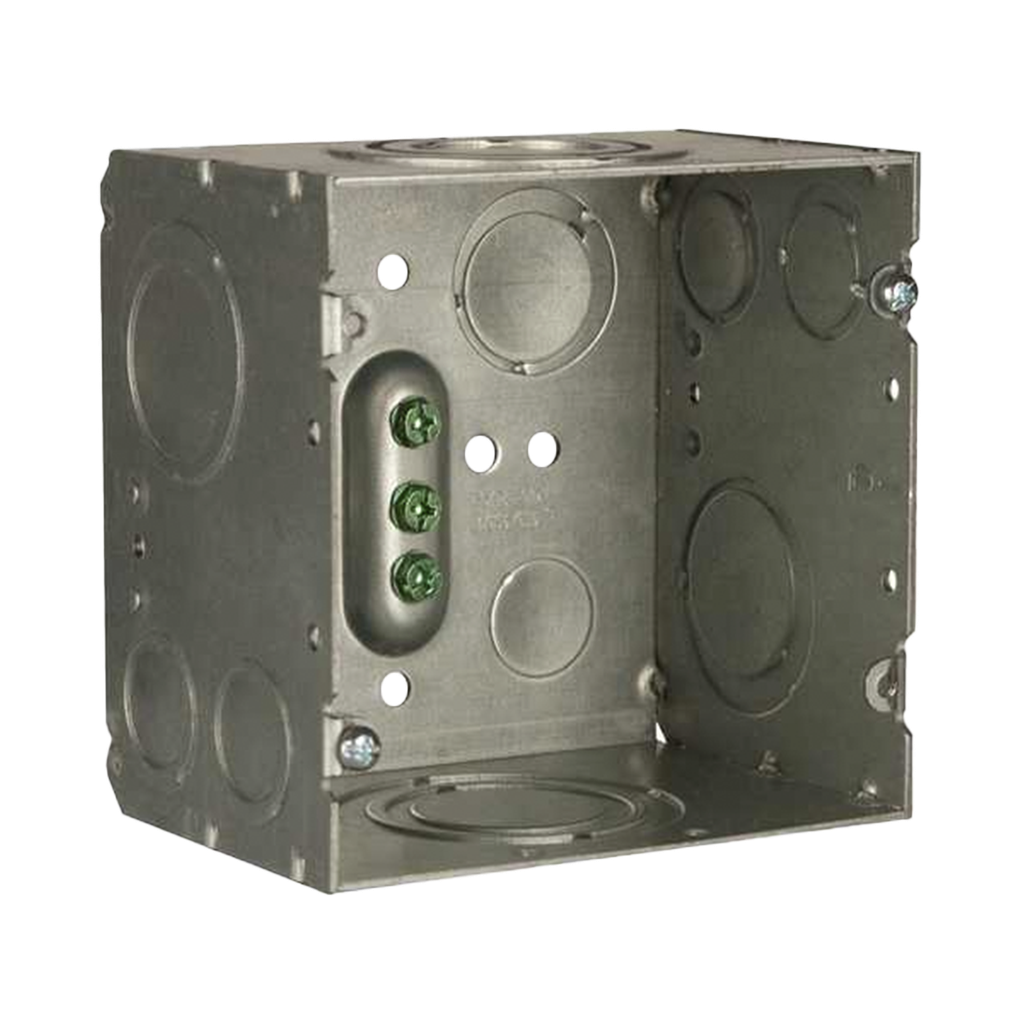 Caja Cuadrada 4- 11/16 x 4 11/16/ Profundidad de 3-1/4/ 2 Entradas  1, 1 1/4, 1 1/2, 2, 2 Entradas 1-1 1/4, 2 Entradas 3/4 - 1, 4 Entradas 1/2 - 3/4, 2 Entradas 1/2.