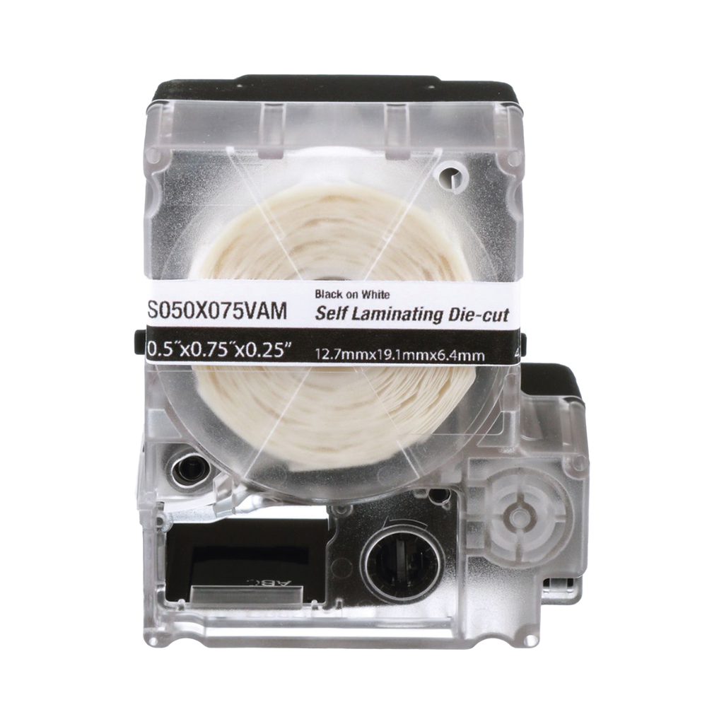 [S100X075VAM] Casete de 300 Etiquetas Autolaminadas de 19.1 x 25.4 mm, para Cables de 2 a 4 mm de Diámetro, Área de Impresión Color Blanco