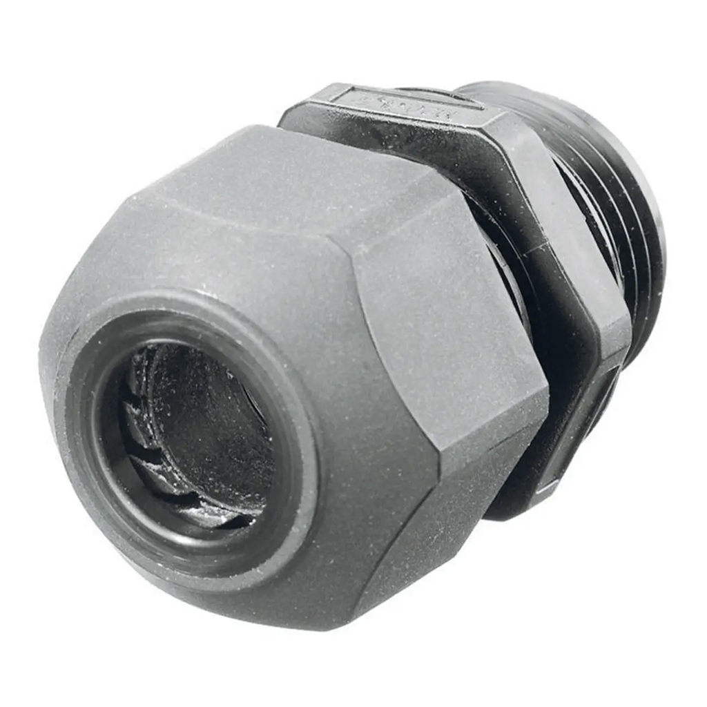 Conector de cable, estilo europeo para conductores de 0.18 a .31, para conduit 3/8, gris.