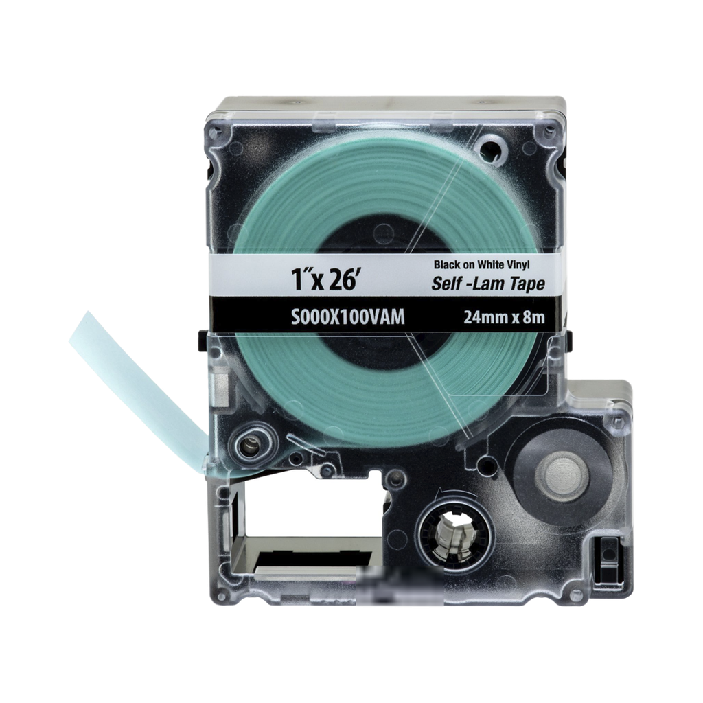 [S000X100VAM] Casete de Etiquetas Autolaminadas de Cinta Continua, de 24 (1 in) mm de Ancho, 8 m de Largo, Para Cables de 2.5 a 5.1 mm (10 - 12 AWG) de Diámetro, Color Blanco