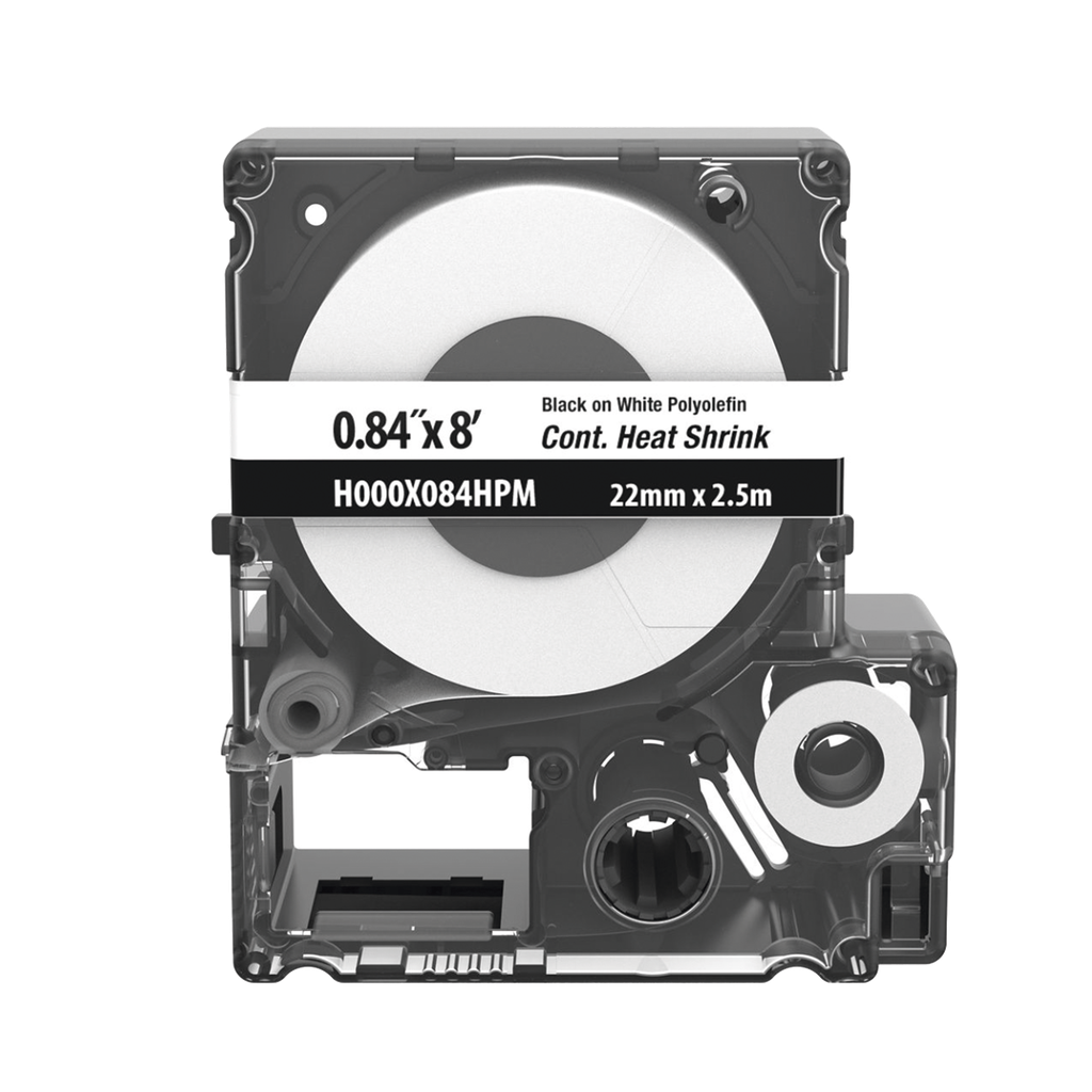 [H000X084HPM] Casete de Etiquetas de Poliolefina de Cinta Continua, Tubo Termocontráctil, 21.3 mm (0.84) de Ancho y 2.4 m (8) de largo, Para Cables de 4.3 a 12.7 mm (8-1 AWG) de Diámetro, Color Blanco