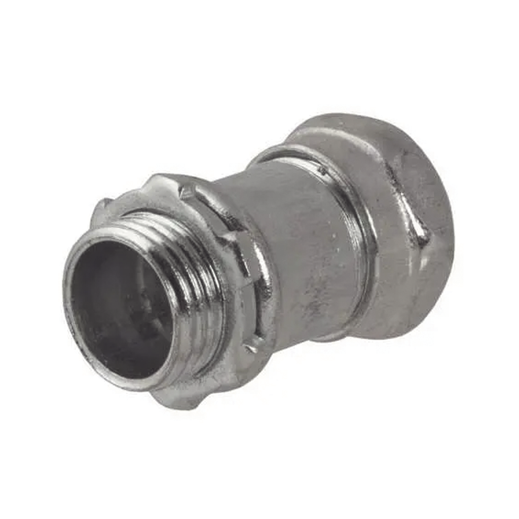 Conector Recto Compresión de Acero Galvanizado para Pared Delgada de 1 1/2.
