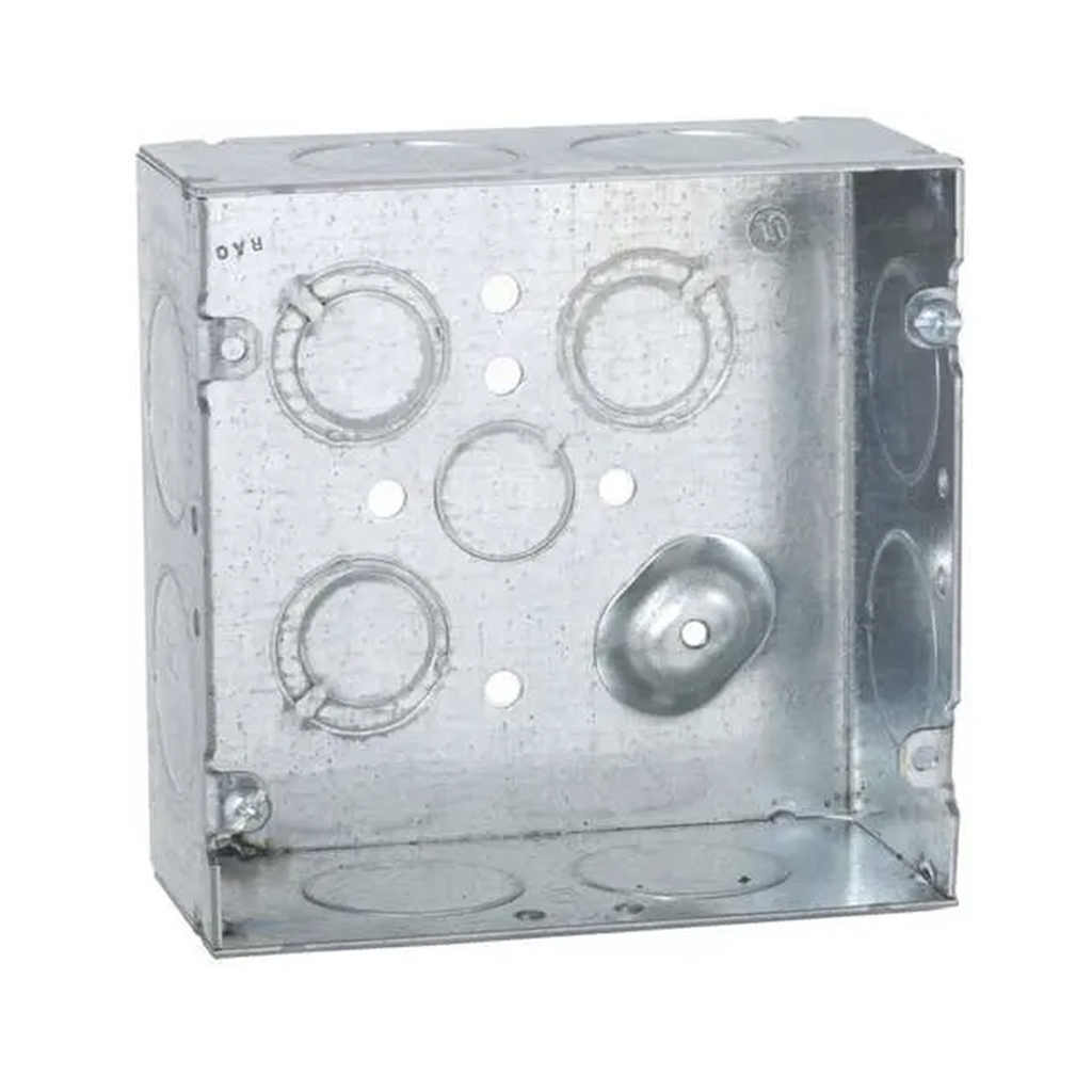 Caja Cuadrada 4 11/16 x 4 11/16/ Profundidad 2- 1/8/ Cuenta con 1 Entrada de 1/2, 8 de 1 y  3 TKO  (1/2-3/4).
