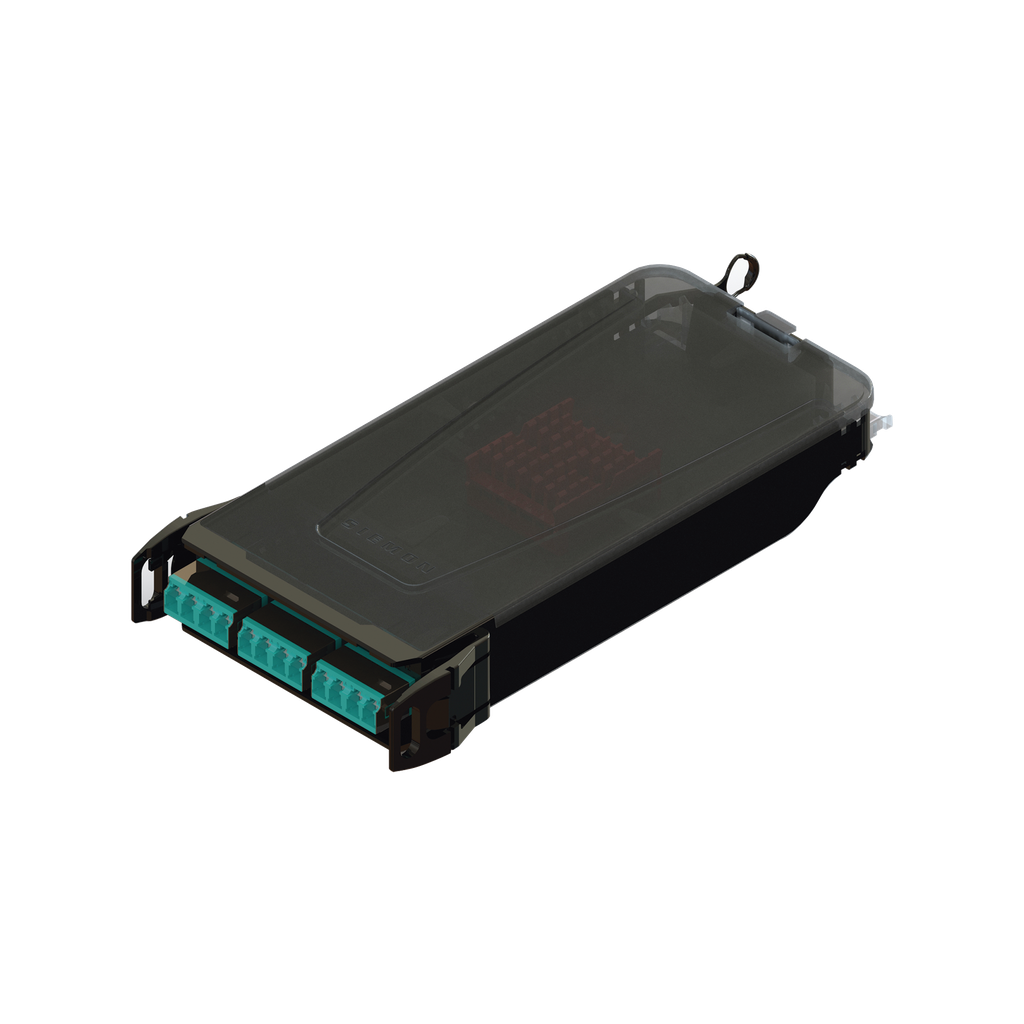 [LVS12-LSPLLAB1A] Cassette para empalme (Fusión) LightVerse, Hasta 12 fibras, Conectores  LC/UPC Shuttered, para fibra Multimodo OM3, 900um, 1 metro