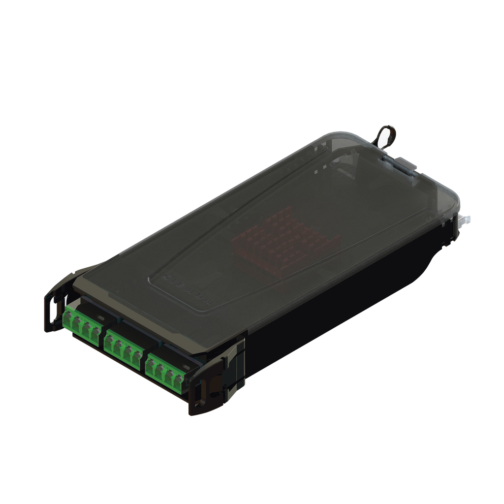 [LVS12-LSAALAB1A] Cassette para empalme (Fusión) LightVerse, Hasta 12 fibras, Conectores  LC/APC Shuttered, para fibra Monomodo, 900um, 1 metro