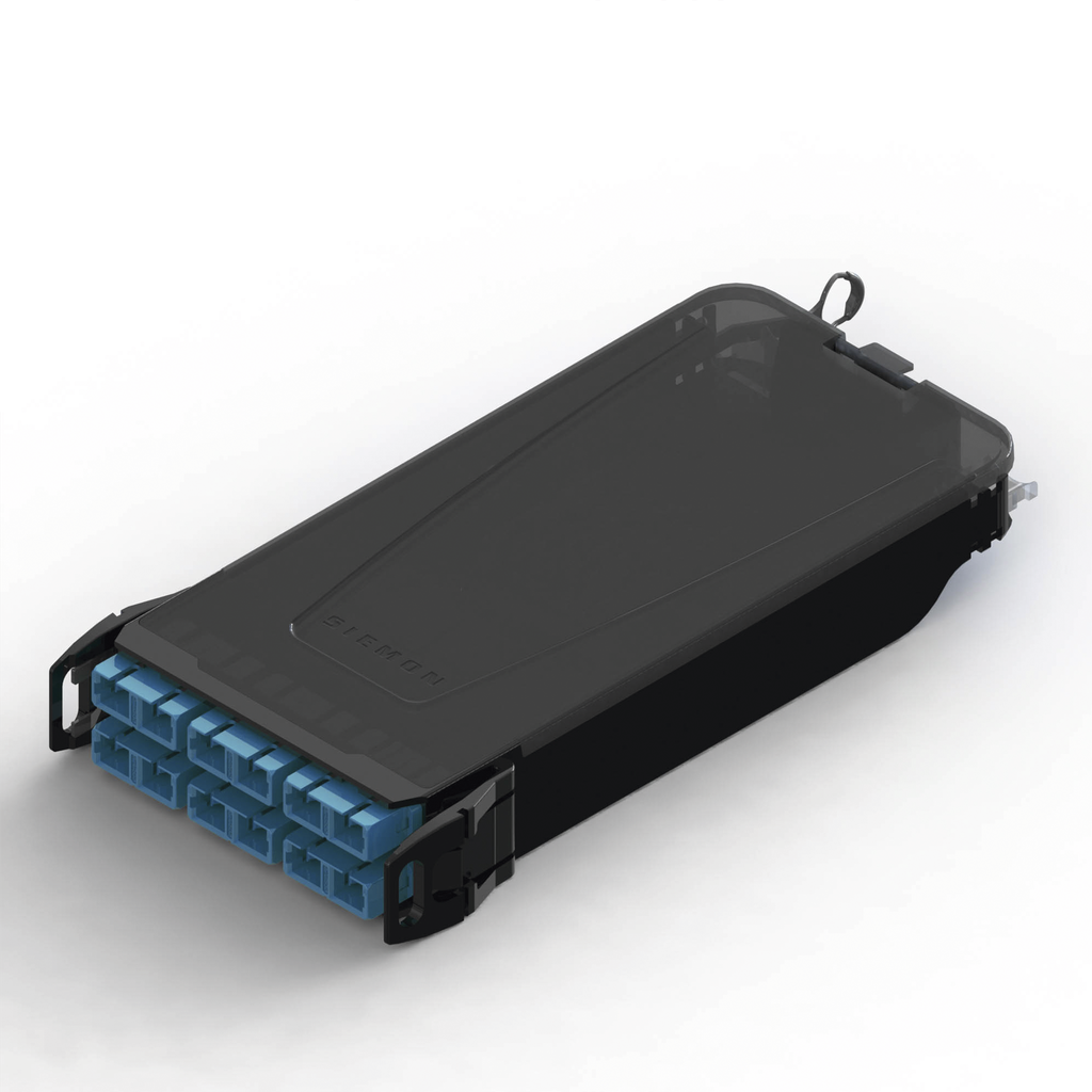 [LVS12-SCUALAB1A] Cassette para empalme (Fusión) LightVerse, Hasta 12 fibras, Conectores  SC/UPC Shuttered, para fibra Monomodo, 900um, 1 metro