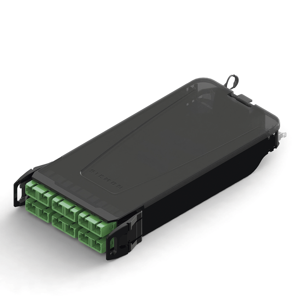 [LVS12-SCAALAB1A] Cassette para empalme (Fusión) LightVerse, Hasta 12 fibras, Conectores  SC/APC Shuttered, para fibra Monomodo, 900um, 1 metro