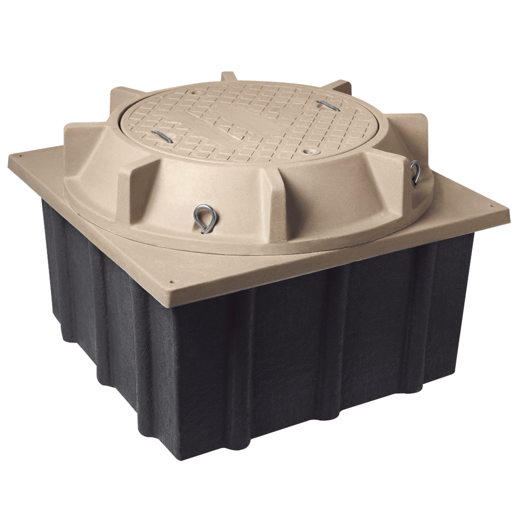 Registro Mini Manhole con tapa de concreto polimérico 4 ft x 4 ft x 2 ft, Resistencia 20 Toneladas, Uso Vehicular Pesado