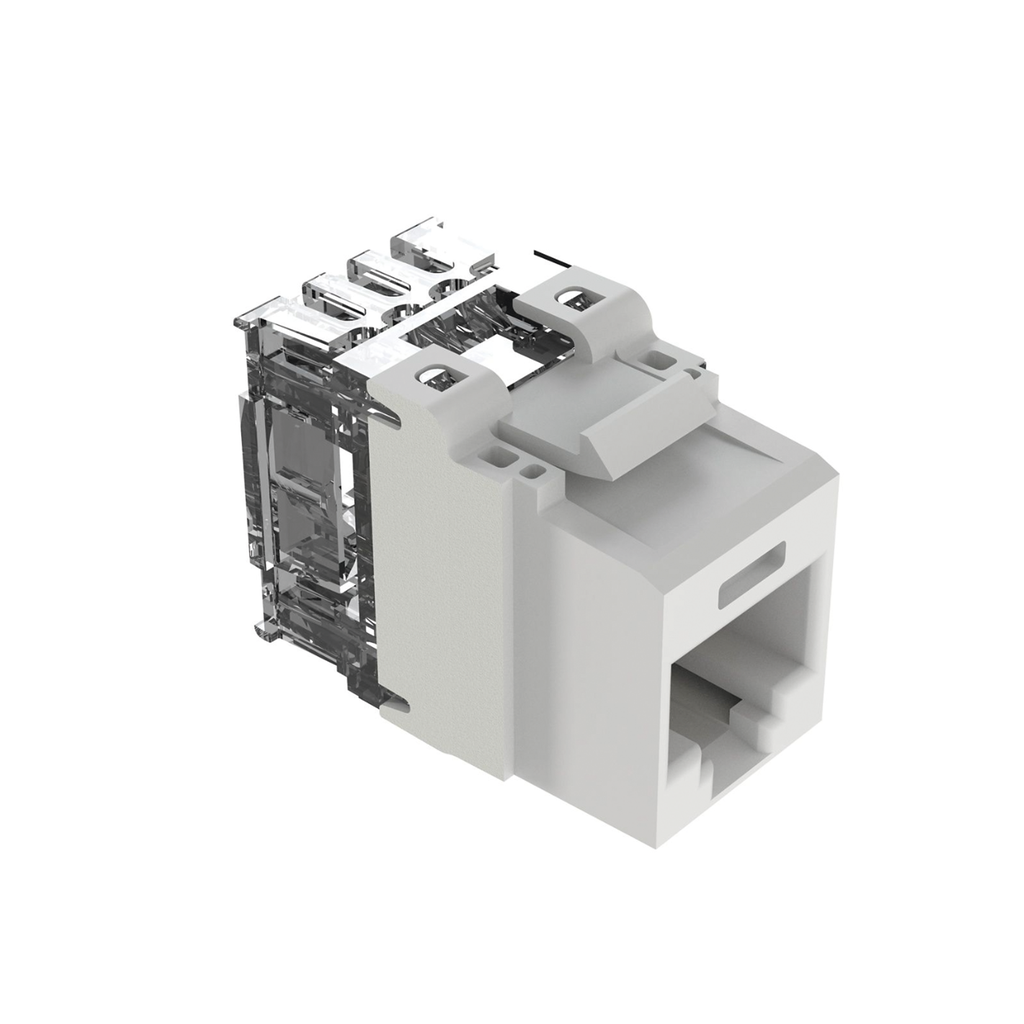 [NK6X88MWH] Conector Jack Estilo 110 (de Impacto), Tipo Keystone, Categoría 6A, de 8 posiciones y 8 cables, Color Blanco