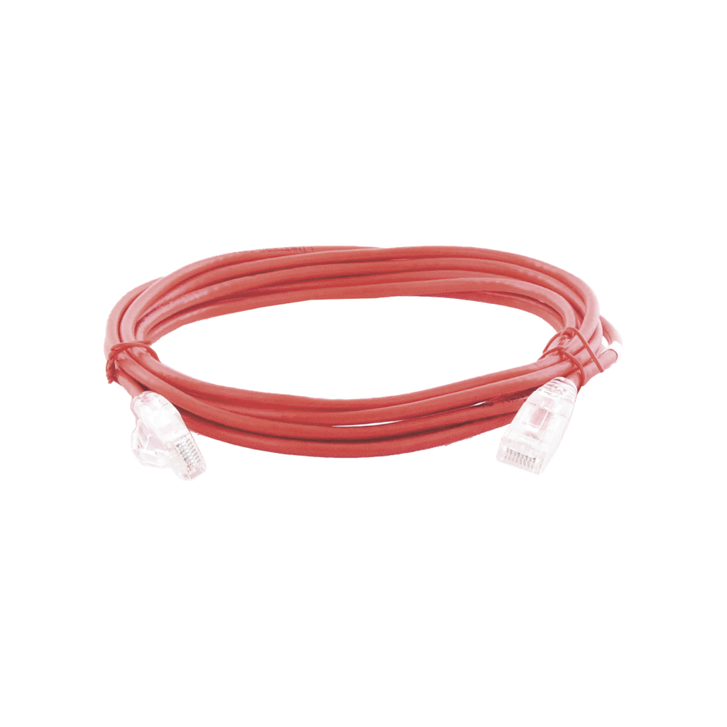 Cable de Parcheo Slim UTP Cat6A - 3 m Rojo, Diámetro Reducido (28 AWG)