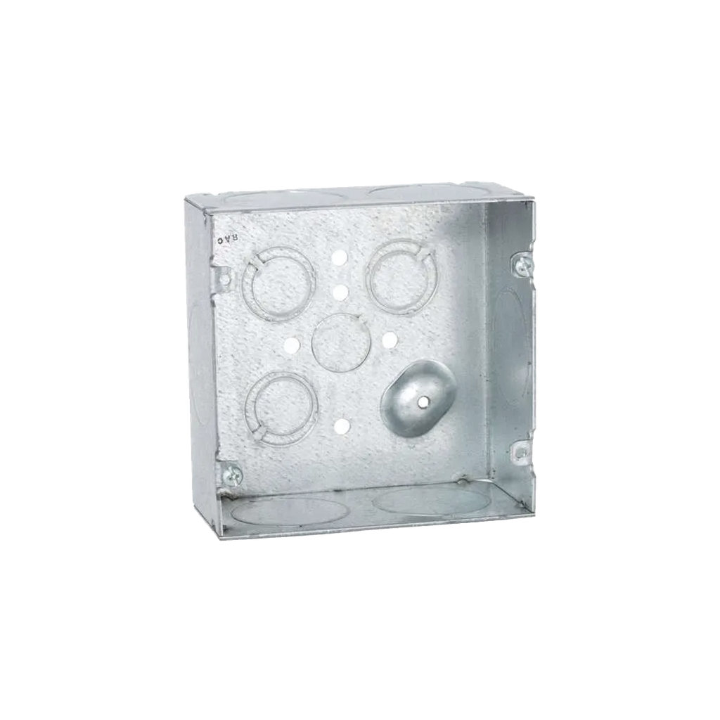 Caja Cuadrada 4 11/16 x 4 11/16/ Profundidad 2- 1/8/ Cuenta con 6 Entrada de 1 1/4/ 1 Entrada de 1/2 / 3 TKO (1/2-3/4).