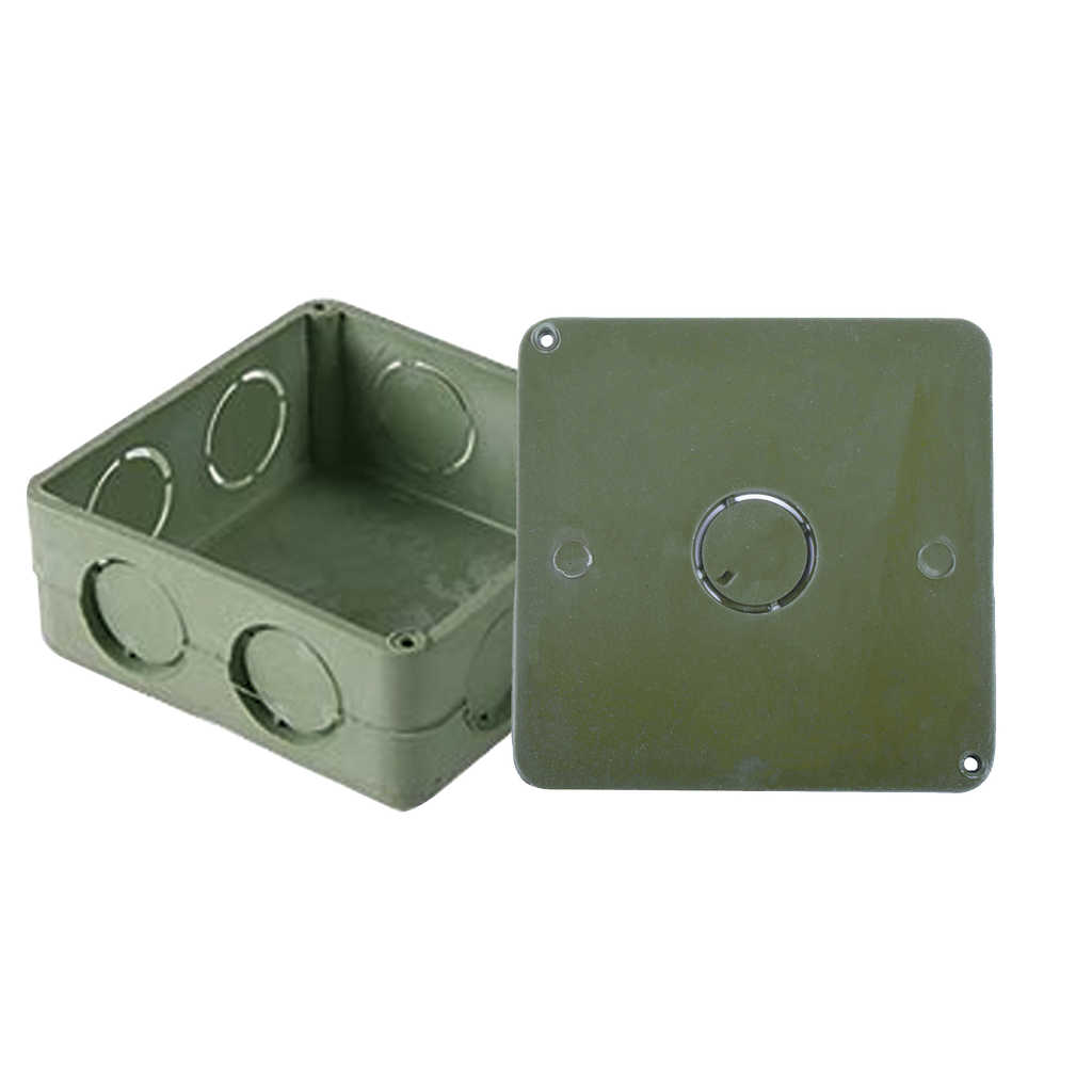 Caja Cuadrada y Tapa de 1 para instalaciones con tubería PVC Conduit pesado.