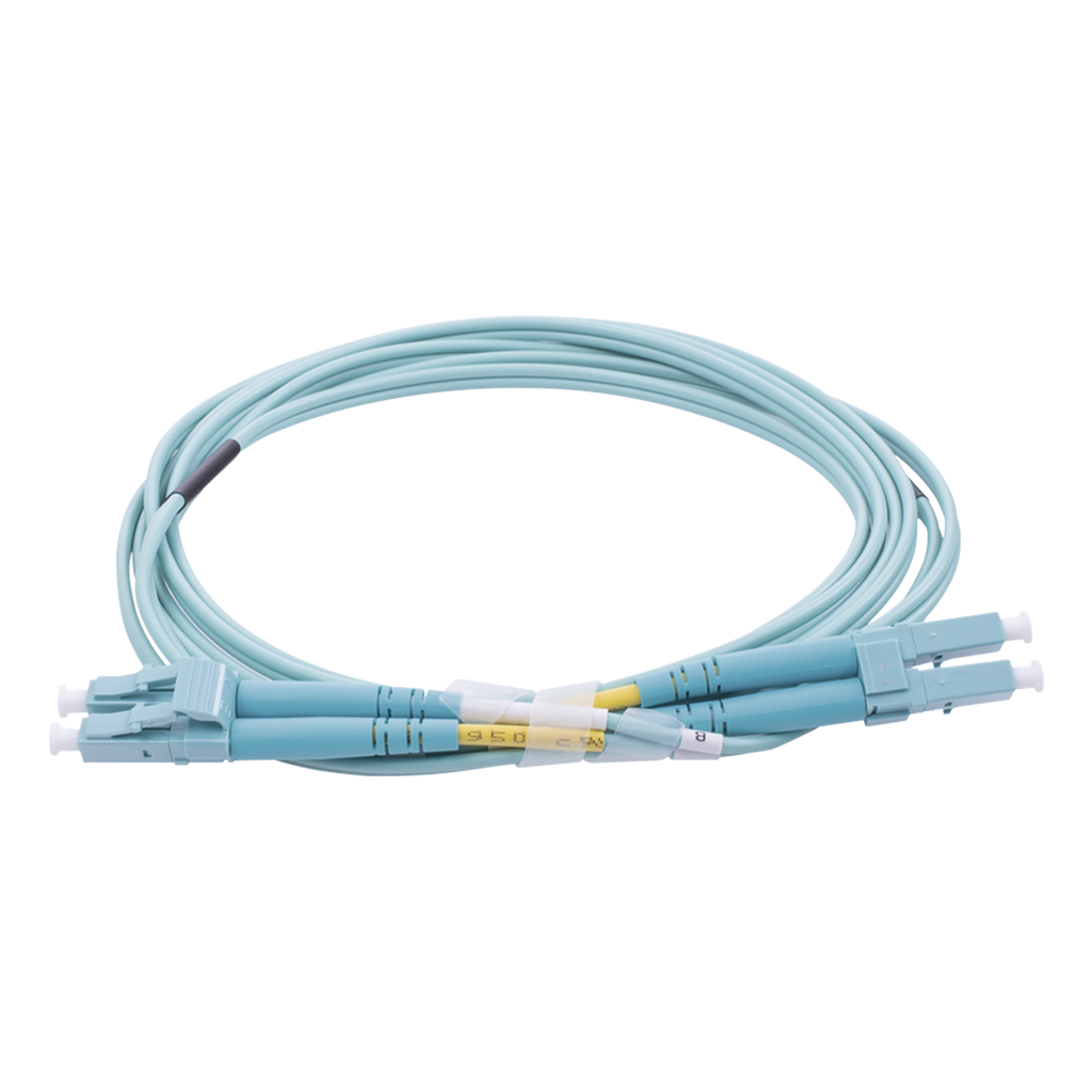 Jumper de Fibra Óptica Multimodo OM4 50/125 LC-LC OFNR (Riser), 2.0 mm, Dúplex, Aqua, 2 metros