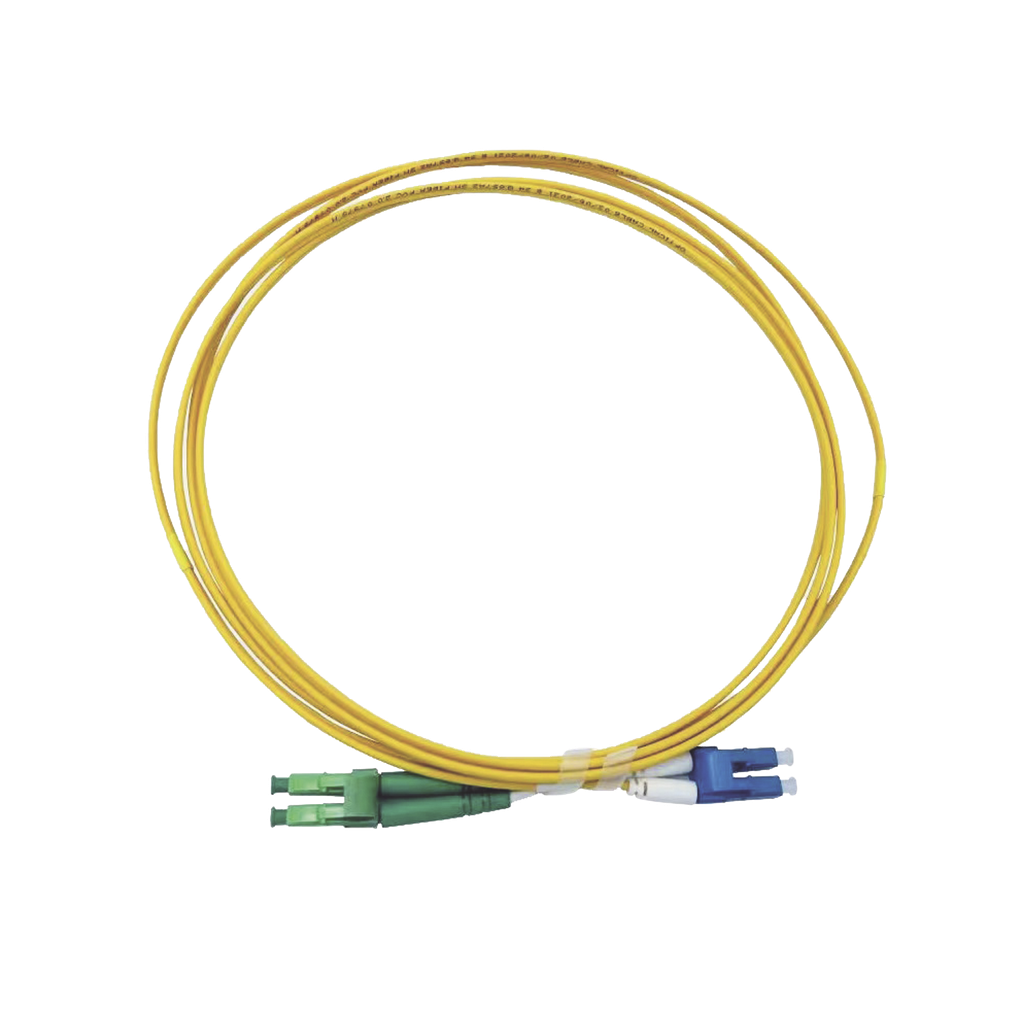 Jumper de Fibra Óptica Monomodo 9/125 LC/UPC-LC/APC, OFNR (Riser), 2.0 mm, Dúplex, amarillo, 3 metros