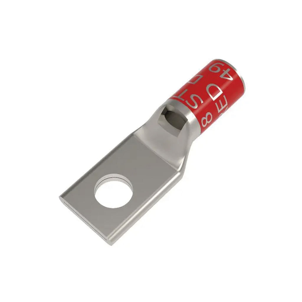 Zapata Terminal de Compresión BURNDY Cañón Corto para Tornillo de 3/8 y Calibre 8 AWG.
