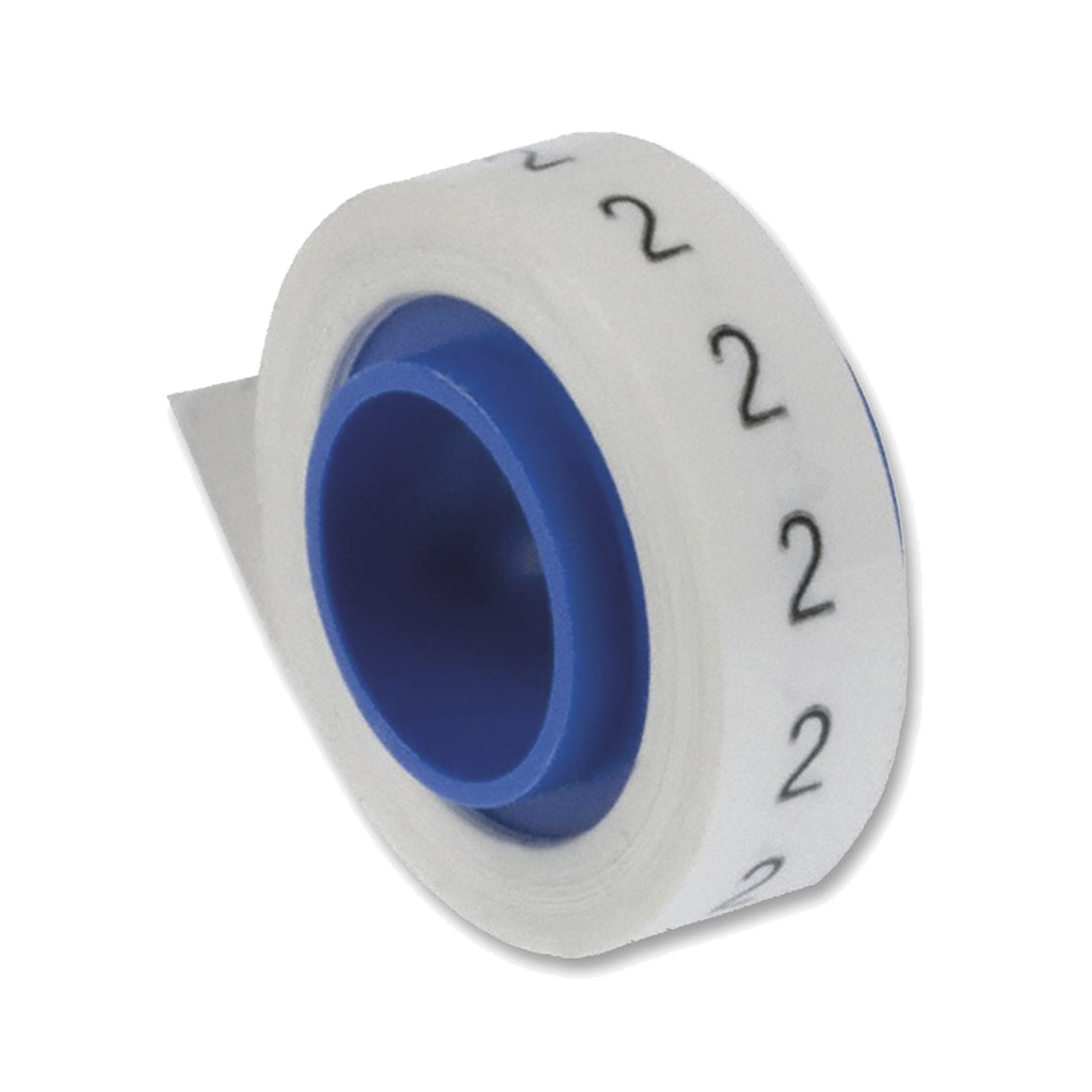 [PMDR-2] Rollo de Etiquetas Marcadoras, Pre-Impresos con el Número 2, de 2.4 metros, Color Blanco