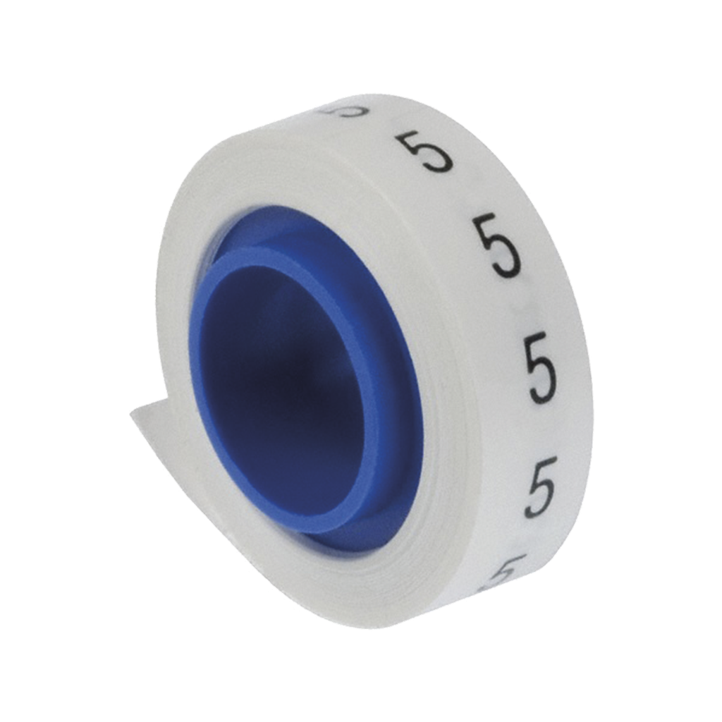 [PMDR-5] Rollo de Etiquetas Marcadoras, Pre-Impresos con el Número 5, de 2.4 metros, Color Blanco