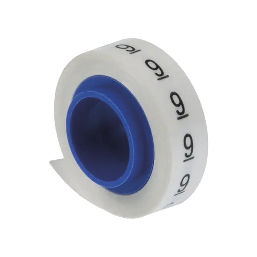 [PMDR-9] Rollo de Etiquetas Marcadoras, Pre-Impresos con el Número 9, de 2.4 metros, Color Blanco