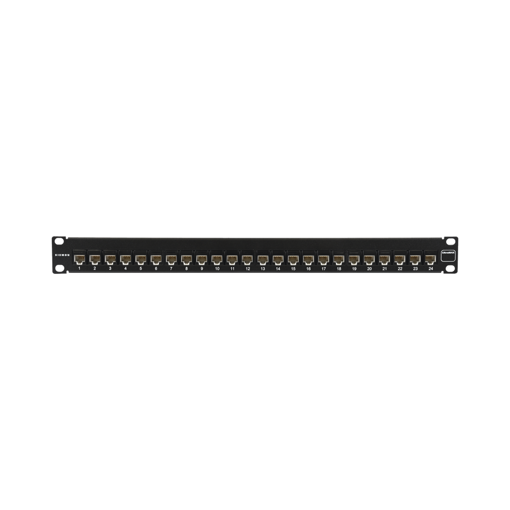 Patch Panel UltraMAX. UTP, Precargado con Jacks Cat6A, 24 Puertos, Plano, 1U
