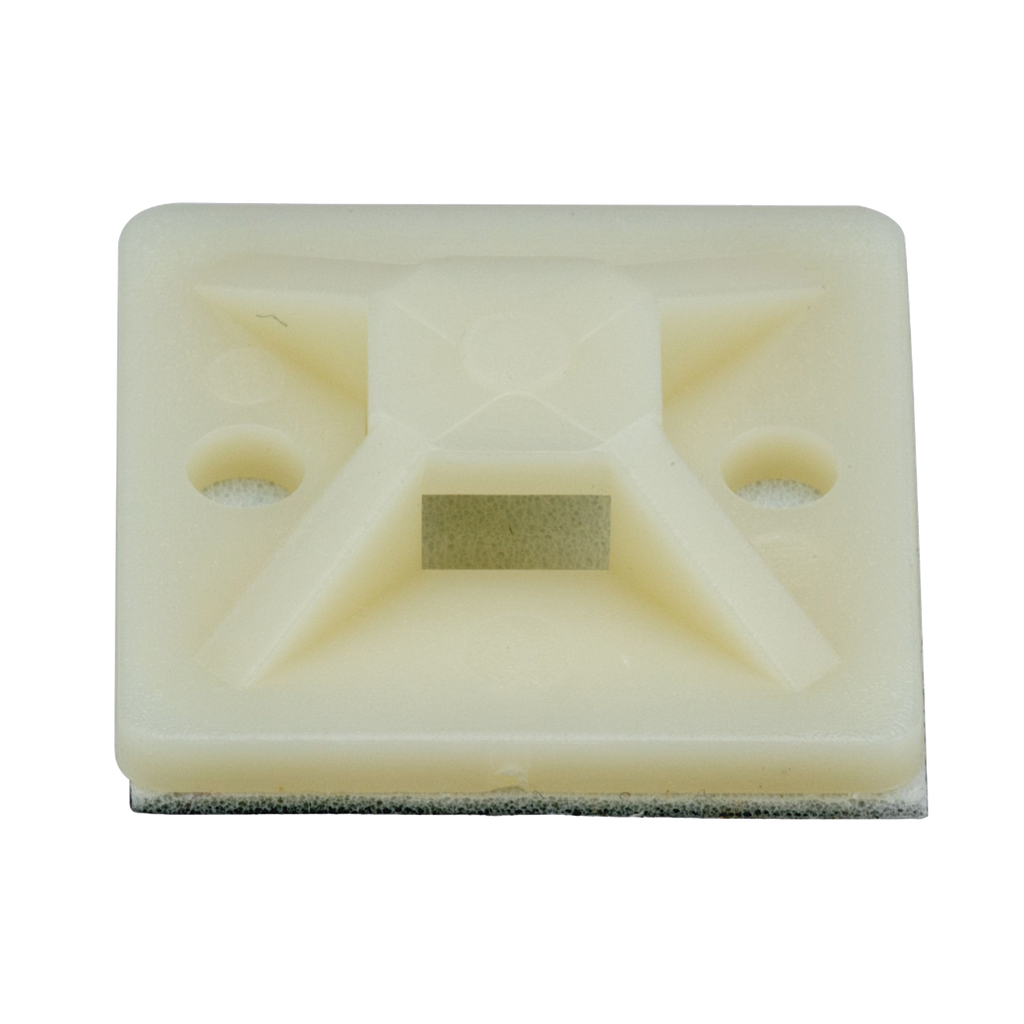 Montaje-Sujetador Adhesivo STRONGHOLD de 4 Vías de 3/4 x 3/4 x 1/4, Color Natural,  Nylon 6.6 Retardante de Llamas V-2, Paquete de 100pz