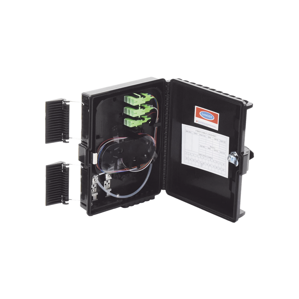 [LP-FAT08] Cierre de Empalme para 24 fusiones de fibra óptica, Interior/Exterior, con 8 acopladores SC/APC y splitter 1x8 SC/APC Incluido, IP65