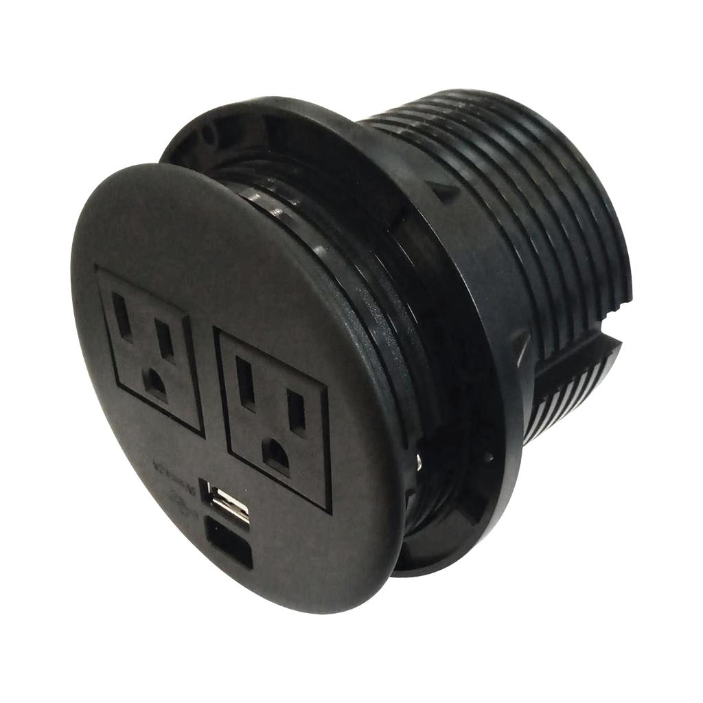 Multicontactos empotrable Doble/ USB A & C, Color Negro, no incluye cable de poder (11000-83604)