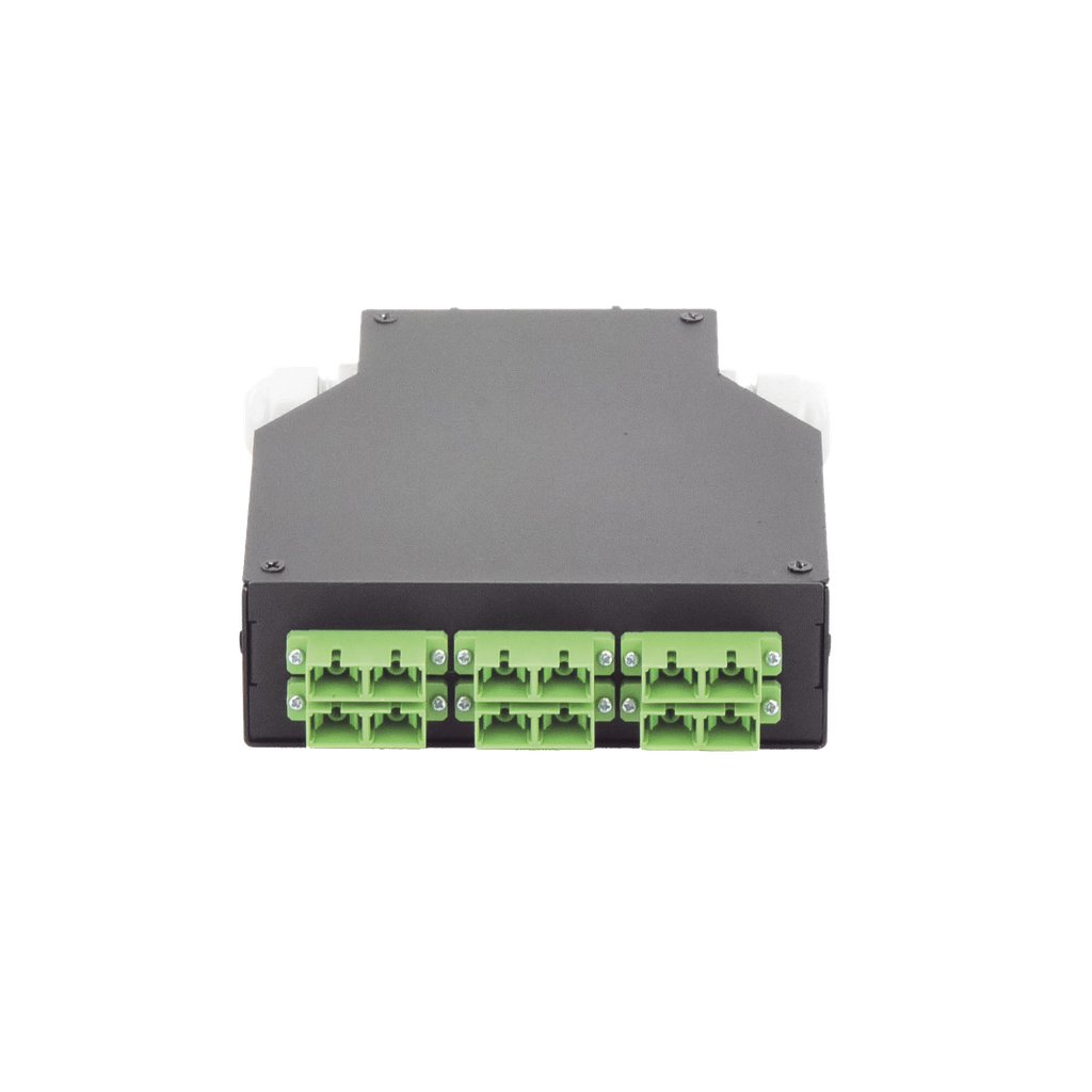 [LP-RDSCASM] Distribuidor de Fibra Óptica para Riel Din, 6 Acopladores SC/APC Duplex Monomodo con Charola de Empalme