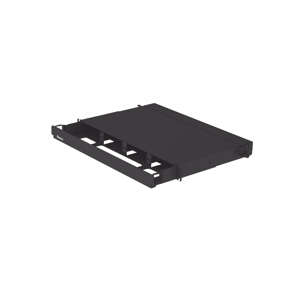 [FRE1UBL] Panel de Distribución de Fibra Óptica, Acepta 4 Placas FAP o FMP, Bandeja Deslizable, Hasta 96 Fibras, Color Negro, 1UR