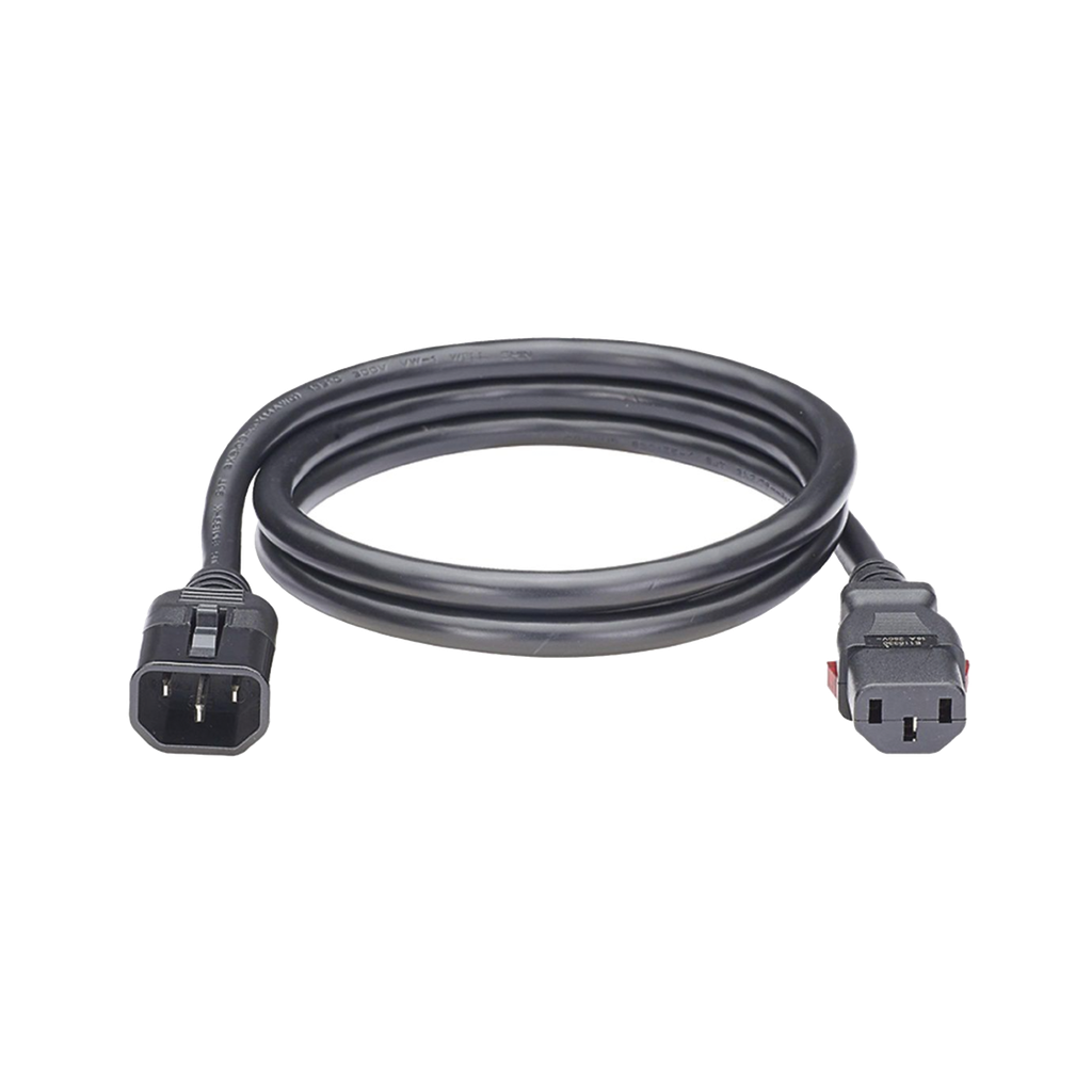 [LPCA13-X] Cable de Alimentación Eléctrica Con Bloqueo de Seguridad, de IEC C14 a IEC C13, 1.8 Metros de Largo, Color Negro, Paquete de 10 Piezas