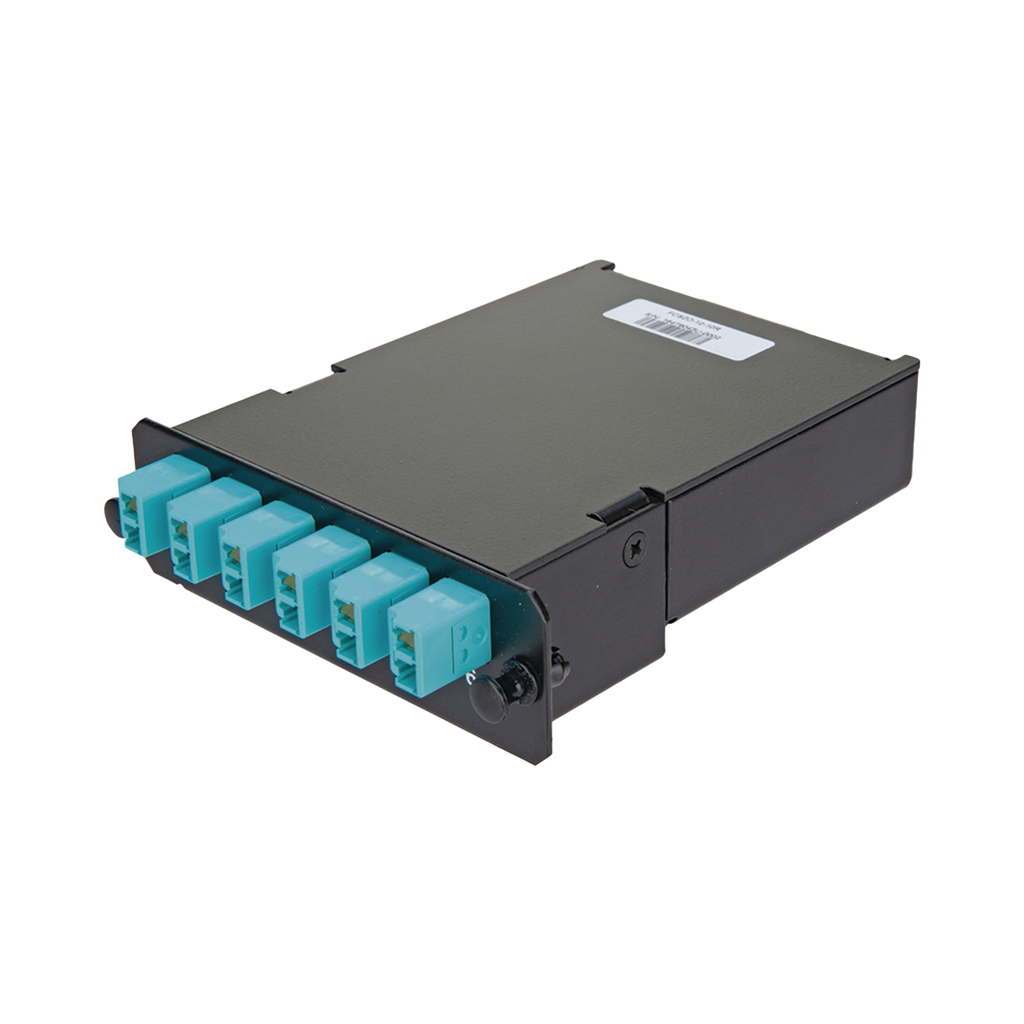 [FCSZO-12-10P] Placa Acopladora de Fibra Óptica FAP, Con 12 Pigtails y 6 Conectores LC Duplex (12 Fibras), Para Fibra Multimodo OM3/OM4, Color Aqua