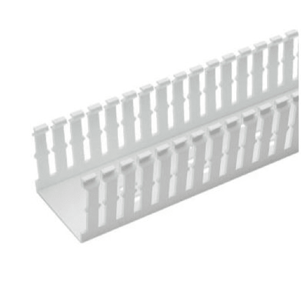 [F1X3WH6] Canaleta Ranurada Angosta de PVC Sin tapa, Tipo F, 32 mm de Ancho, 79.4 mm de Alto y 1.8 m de Largo, Color Blanco