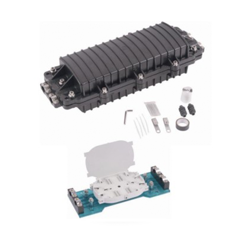 [LP-SCH96-2] Caja de Distribución de Fibra Óptica Horizontal, hasta 96 empalmes, Exterior IP68, 2 puertos de entrada y salida