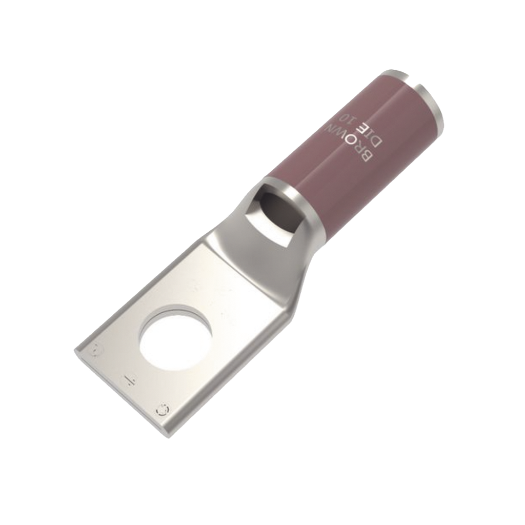 [HUB-YA2-CL6-BOX] Zapata Terminal de Compresión de Cobre Electrolítico Estañado de Cañón Corto para Tornillo de 1/2 y Calibre 2 AWG.