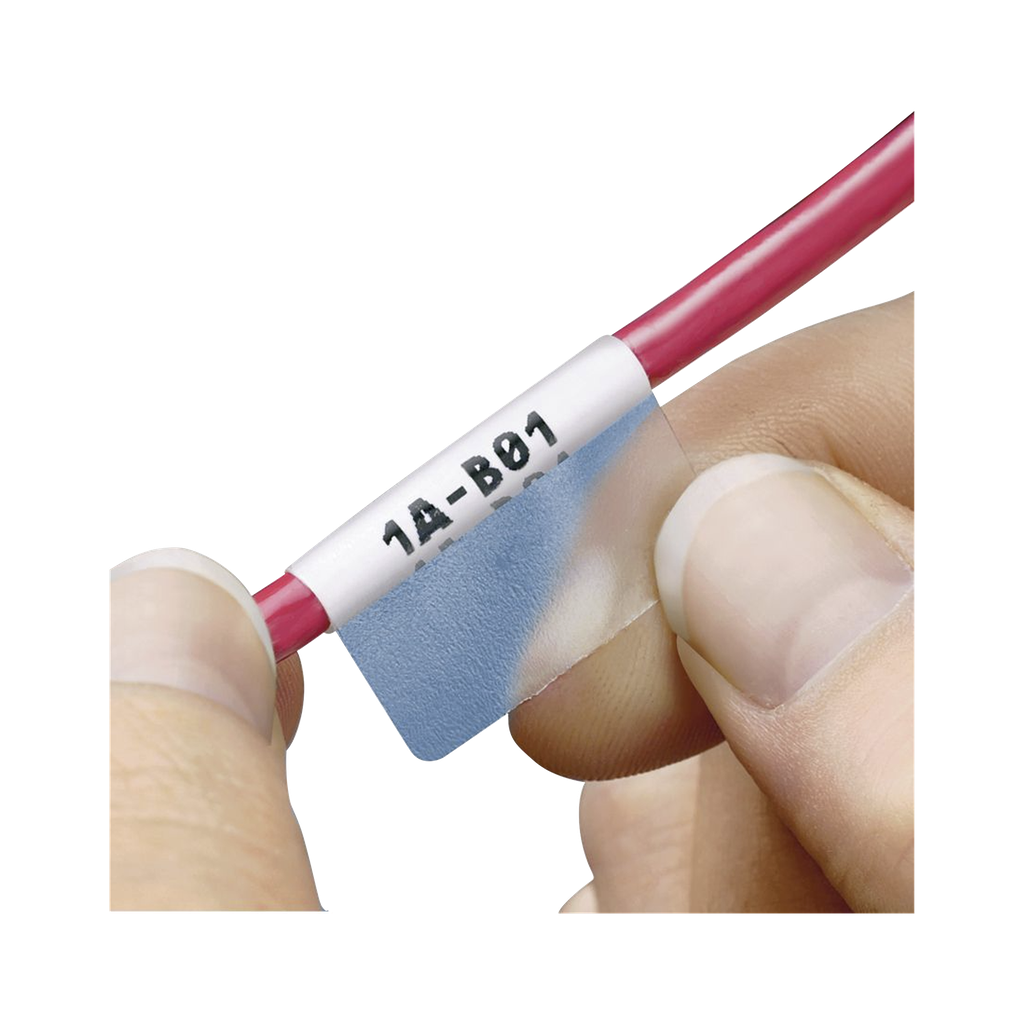 [S075X125YAJ] Hojas con 2500 Etiquetas Auto-laminadas para Impresora Láser/Inyección de Tinta, para Cables de 3 a 7.1 mm de Diámetro (12 - 10 AWG), Color Blanco