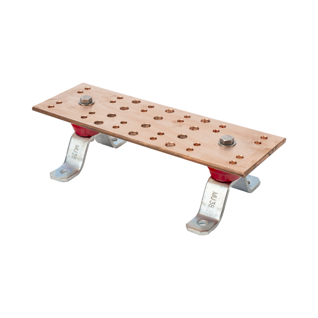 [LP-BUS-TMX12] Barra de Unión para Telecomunicaciones (TMGB) de 12 in x 4 in x 1/4 in, Incluye Montaje para Muro y Aisladores,