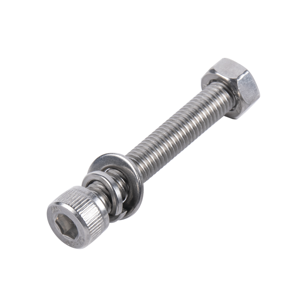[950-5080-404] 1 Tornillo Allen Milimétrico de Acero Inoxidable  M8-1.25 x 40/ Con 1 Tuerca, 1 Arandela de Presión y 1 Plana / Para Montajes de Módulos Foto Voltaicos .