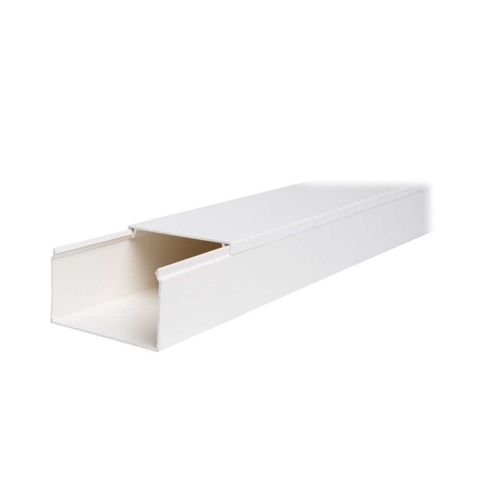 Canaleta TMK-4577 en PVC Blanco Autoextinguible: Solución Segura y Estética para Entornos Interiores, con Gran Capacidad de Resguardo de Cables, Medidas : 45 mm x 77 mm x 2.5 m (5500-01250)